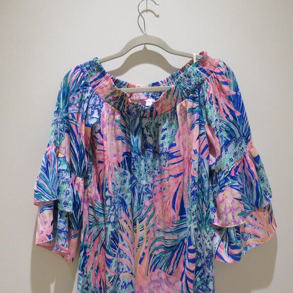 LILLY PULITZER Tobyn Tunic Off Shoulder Dress in Gypset Paradise Preppy Size S - Picture 3 of 13